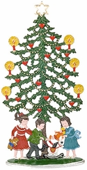 Christmas Tree with Children Standing Pewter Figure by Kuehn Pewter
