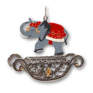 Elephant on a See-Saw 3D Pewter Ornament by Kuehn Pewter
