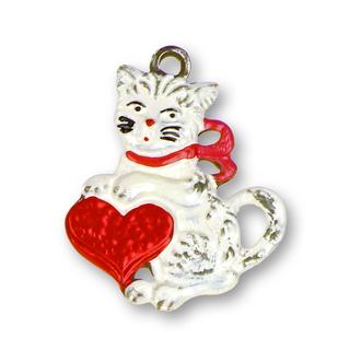 Cat with a Heart Pewter Ornament by Kuehn Pewter