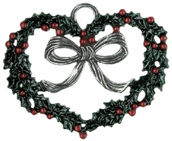 Holly Heart Pewter Ornament by Kuehn Pewter