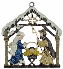 Holy Family and Birds Pewter Ornament by Kuehn Pewter