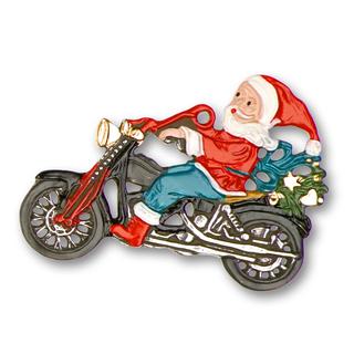Santa Claus on a Motorbike Pewter Ornament by Kuehn Pewter