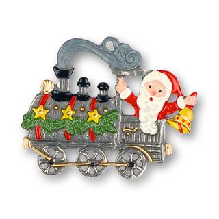 Santa in Locomotive Pewter Ornament by Kuehn Pewter