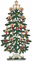 Tree with Red Candles Standing Pewter Figure by Kuehn Pewter