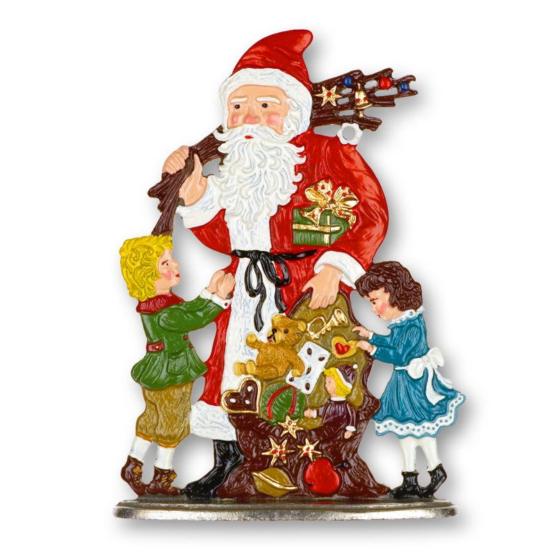 Santa Claus with Children Standing Pewter Figure by Kuehn Pewter