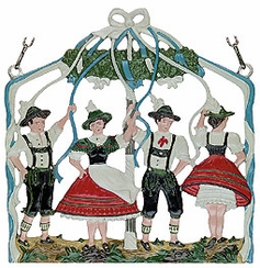 Bavarian Folk Dance Hanging Pewter Picture by Kuehn Pewter