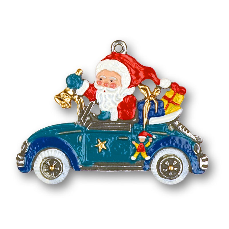 Santa Claus in the Car Pewter Ornament by Kuehn Pewter