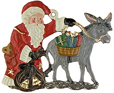 Santa Claus with Donkey Pewter Ornament by Kuehn Pewter