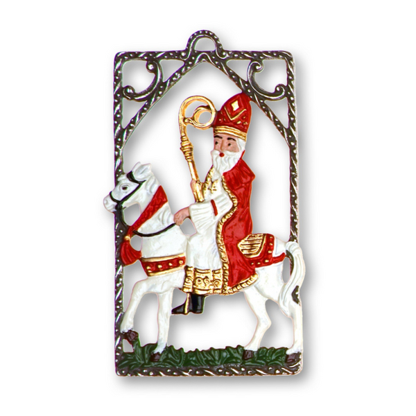 Saint Nicholas on Horse Ornament by Kuehn Pewter