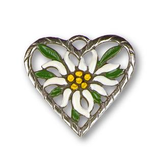 Heart with Edelweiss Pewter Ornament by Kuehn Pewter