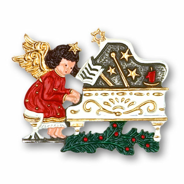 Angel with Piano Pewter Ornament by Kuehn Pewter
