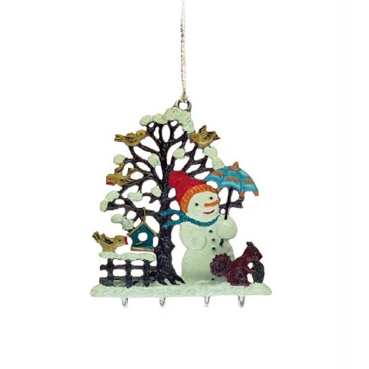 Snowman with Squirrel 3D Pewter Ornament by Kuehn Pewter