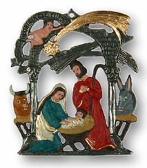 Nativity with Animals Pewter Ornament by Kuehn Pewter