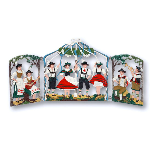 Maypole Dance Tri-fold Pewter Picture by Kuehn Pewter