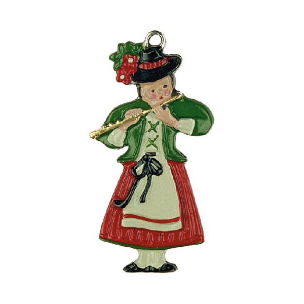 Bavarian Lady Flute Player Ornament by Kuehn Pewter