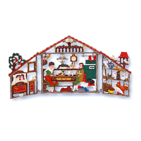 Folding Farmhouse Scene by Kuehn Pewter