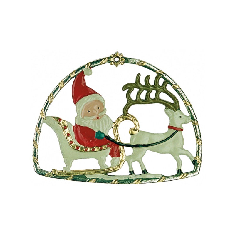 Santa in Sleigh Arch Pewter Ornament by Kuehn Pewter