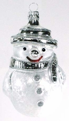 Snowman in scarf and hat, silver by Old German Christmas