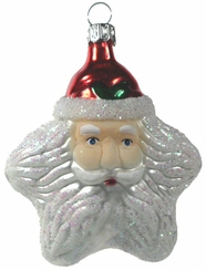 Santa Star Ornament, irridescent glitter by Old German Christmas