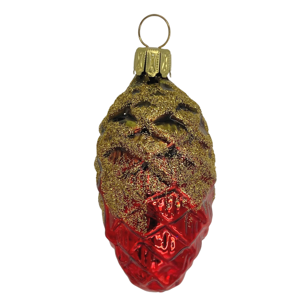 Pinecone, 2.75", brown and red by Old German Christmas