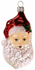 Santa Head with red hat, shiny by Old German Christmas
