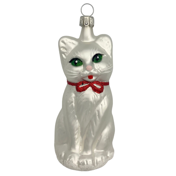 Cat Ornament, white by Old German Christmas