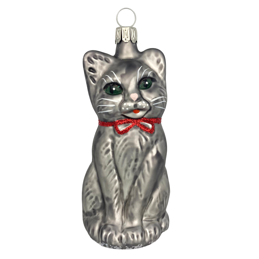 Cat Ornament, grey by Old German Christmas