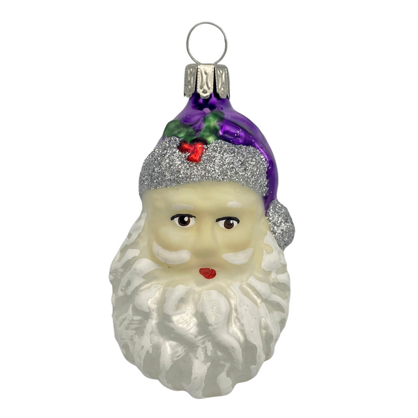 Santa Head with Purple Hat, Ornament by Old German Christmas