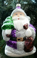 Santa with Sack and Tree, purple by Old German Christmas