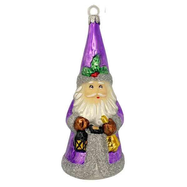 Santa with Lantern and Bell, purple by Old German Christmas