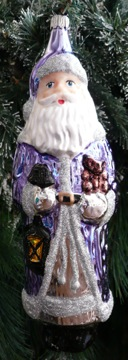 Santa with Lantern and Teddy, blue by Old German Christmas