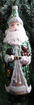 Santa with Lantern and Teddy, green by Old German Christmas