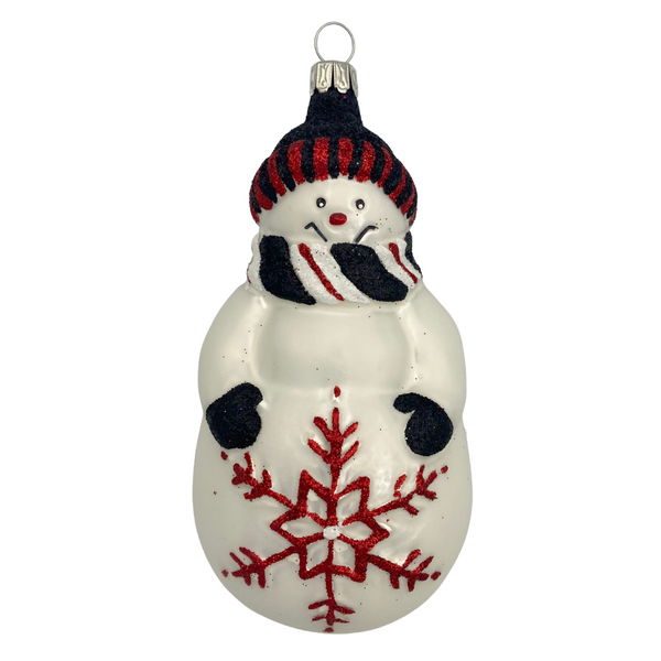Snowman with Snowflake, black and red by Old German Christmas