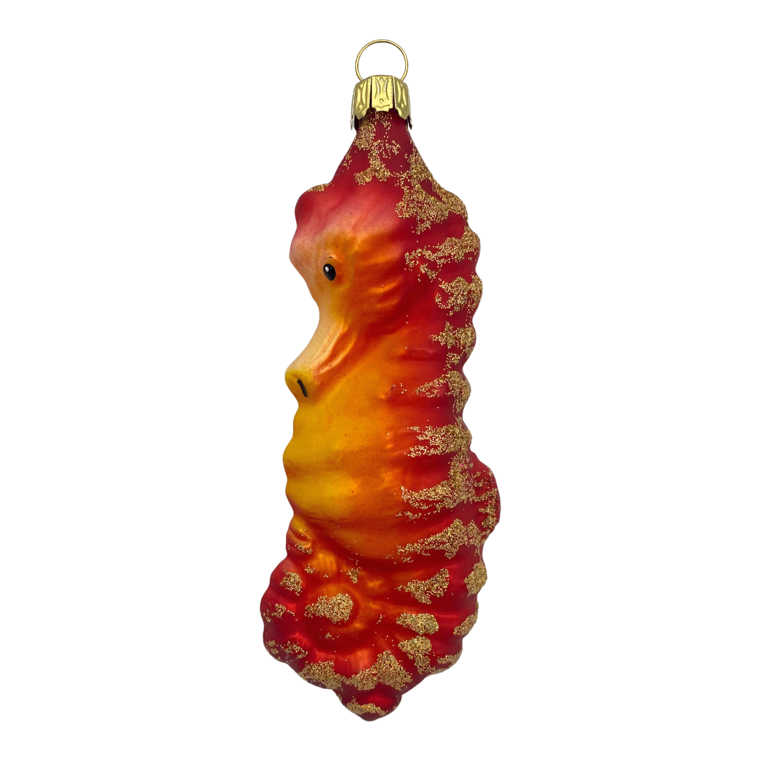 Seahorse Ornament, orange by Old German Christmas