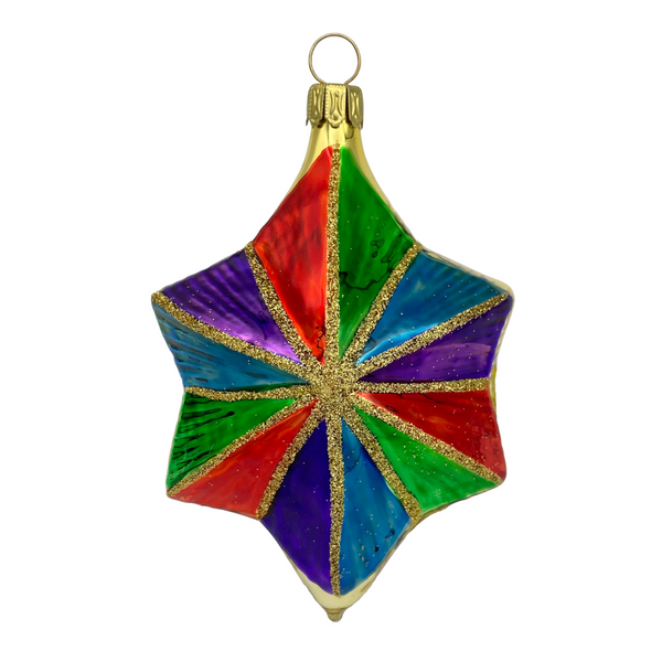 Star, gold with multi stripes by Old German Christmas