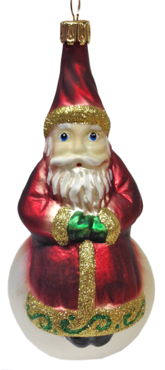 Santa on Snowball, red and gold by Old German Christmas