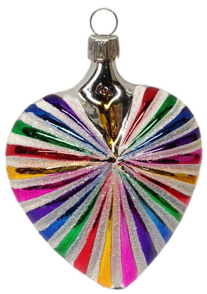 Heart Ornament, rainbow pride by Old German Christmas