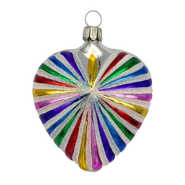 Heart Ornament, rainbow pride by Old German Christmas