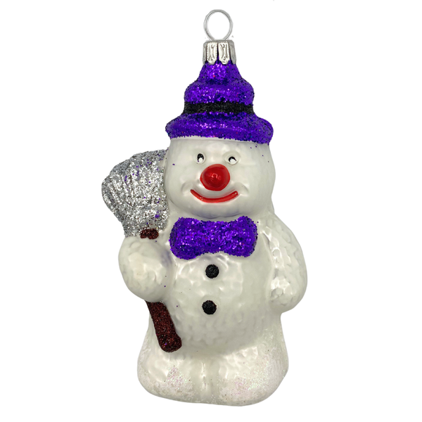 Snowman with broom, purple by Old German Christmas