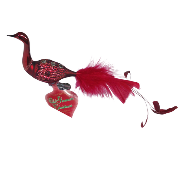 Bird, Red with Jewels Ornament by Old German Christmas