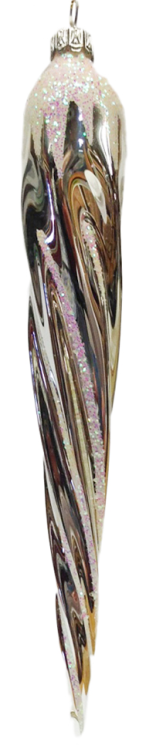 Icicle, silver with iridescent glitter, by Old German Christmas