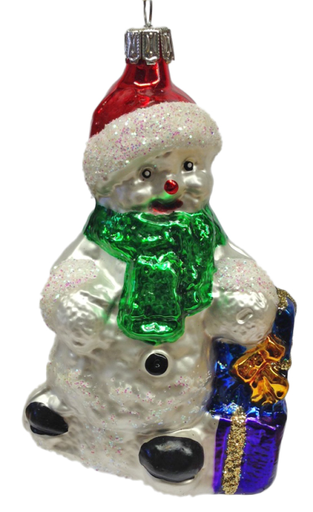 Snowman with Presents Ornament, white by Old German Christmas