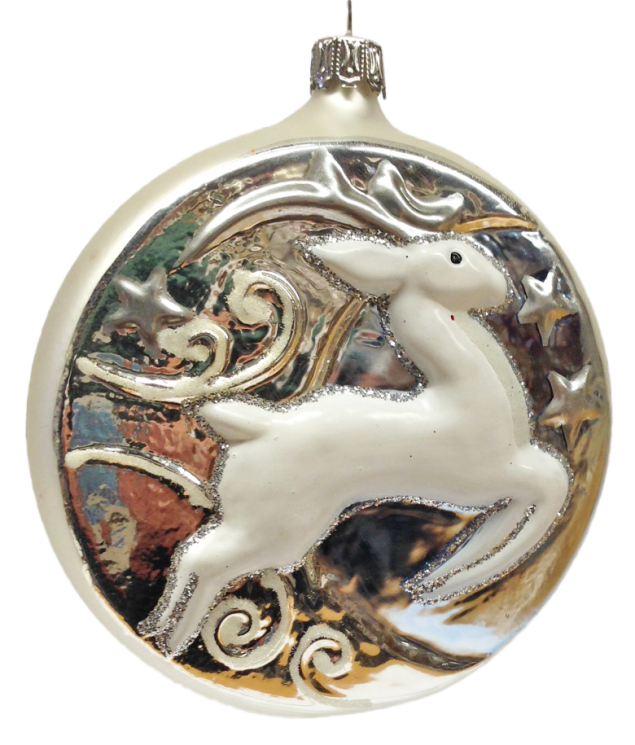 Reindeer on Form, silver Ornament by Old German Christmas