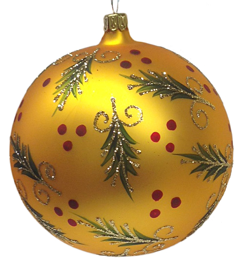 Gold Holly Ball, 4.75" by Old German Christmas