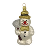 Snowman with broom, gold glitter by Old German Christmas