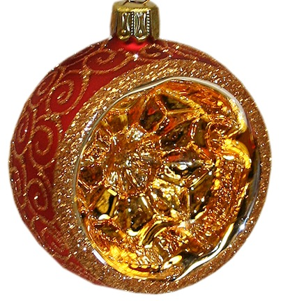 Red Matte Reflector with Snake Ribbon Design Ornament by Old German Christmas