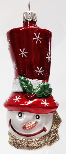 Snowman with Stovetop Hat, red, white and gold by Old German Christmas