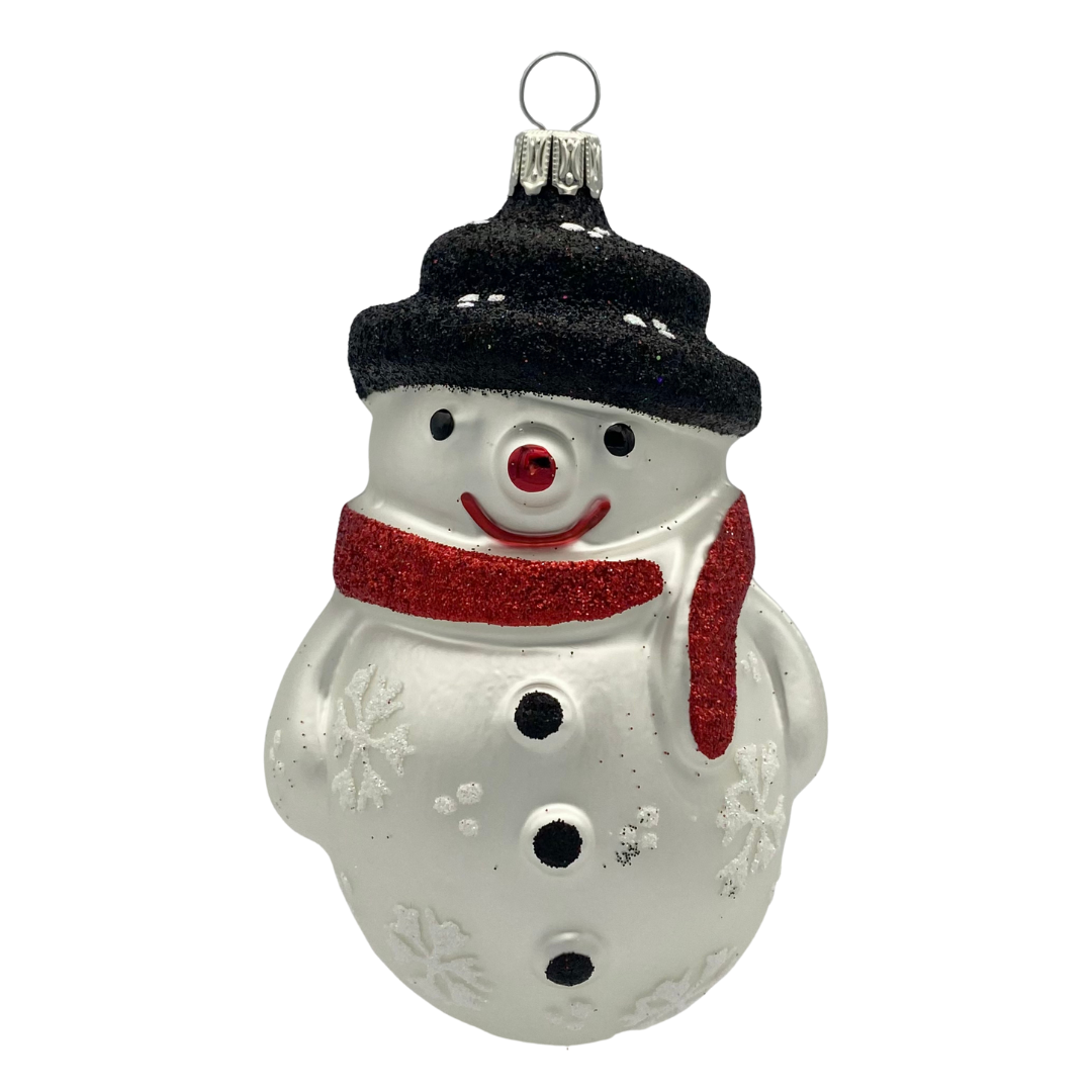 Snowman in scarf and hat, red and black by Old German Christmas