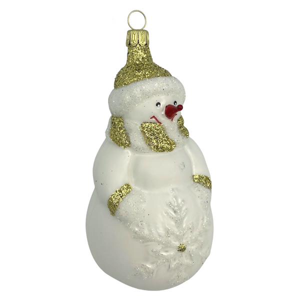 Snowman with Snowflake, gold by Old German Christmas