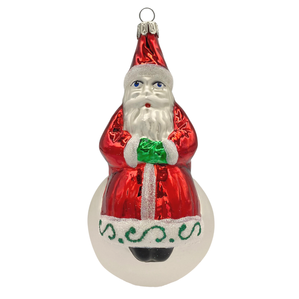 Santa on Snowball, red by Old German Christmas